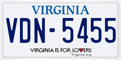 VA license plate VDN5455