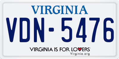 VA license plate VDN5476