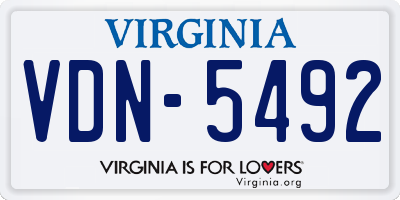 VA license plate VDN5492
