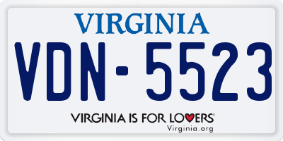 VA license plate VDN5523