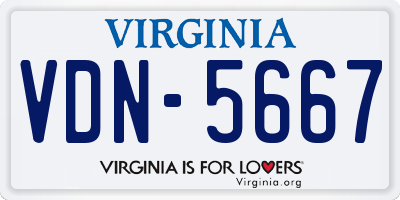 VA license plate VDN5667