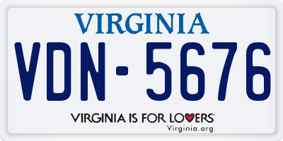 VA license plate VDN5676