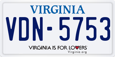 VA license plate VDN5753