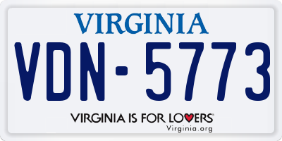 VA license plate VDN5773