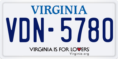 VA license plate VDN5780