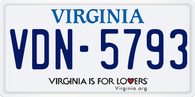 VA license plate VDN5793