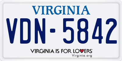 VA license plate VDN5842