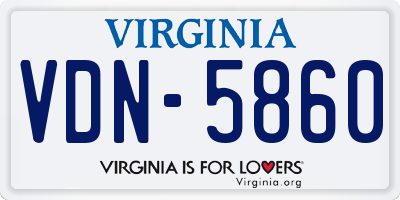 VA license plate VDN5860