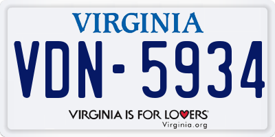 VA license plate VDN5934