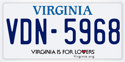 VA license plate VDN5968
