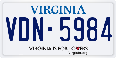 VA license plate VDN5984