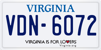 VA license plate VDN6072
