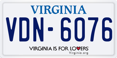 VA license plate VDN6076