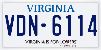 VA license plate VDN6114