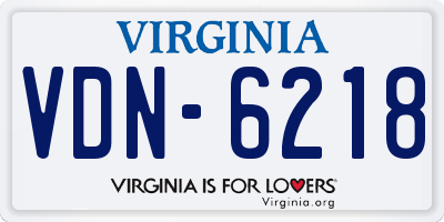 VA license plate VDN6218