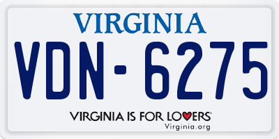 VA license plate VDN6275