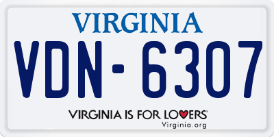 VA license plate VDN6307
