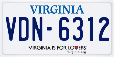 VA license plate VDN6312