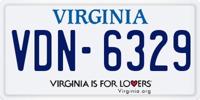 VA license plate VDN6329