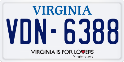 VA license plate VDN6388