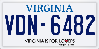 VA license plate VDN6482