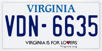 VA license plate VDN6635