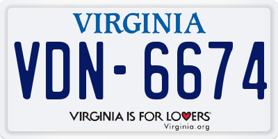 VA license plate VDN6674