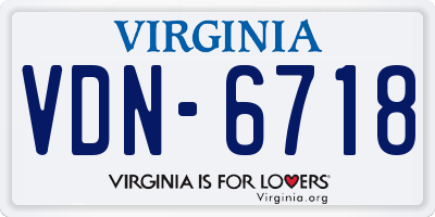 VA license plate VDN6718