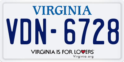 VA license plate VDN6728