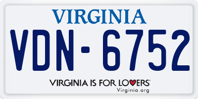 VA license plate VDN6752