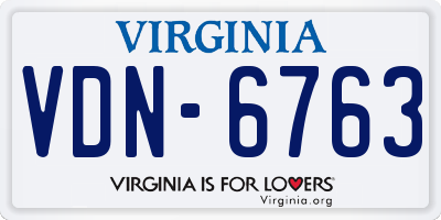 VA license plate VDN6763