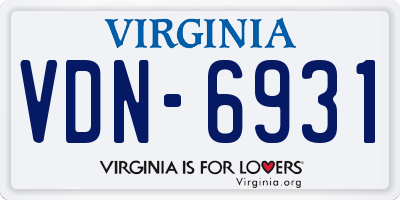 VA license plate VDN6931
