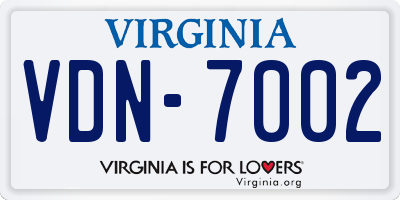VA license plate VDN7002