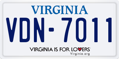 VA license plate VDN7011