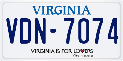 VA license plate VDN7074