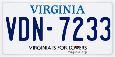 VA license plate VDN7233