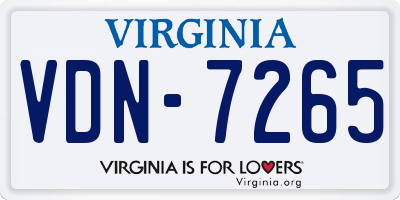VA license plate VDN7265