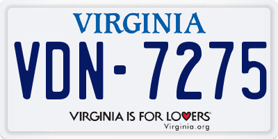 VA license plate VDN7275