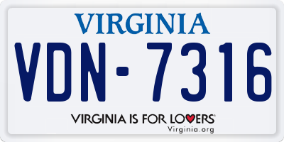 VA license plate VDN7316