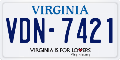 VA license plate VDN7421