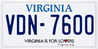 VA license plate VDN7600