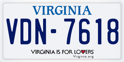 VA license plate VDN7618