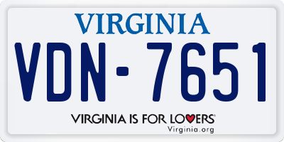 VA license plate VDN7651