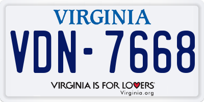 VA license plate VDN7668