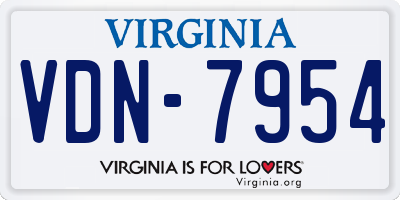 VA license plate VDN7954