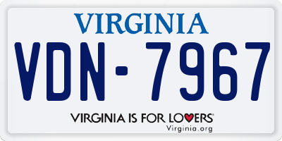 VA license plate VDN7967