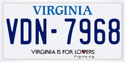 VA license plate VDN7968
