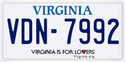 VA license plate VDN7992
