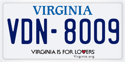 VA license plate VDN8009