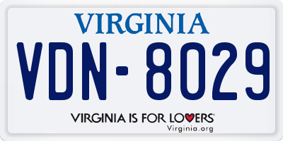 VA license plate VDN8029